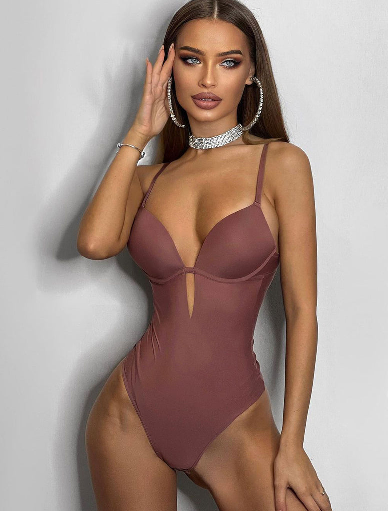Invisible Touch Balconette Bodysuit In Dark Pink Styled By Influencer